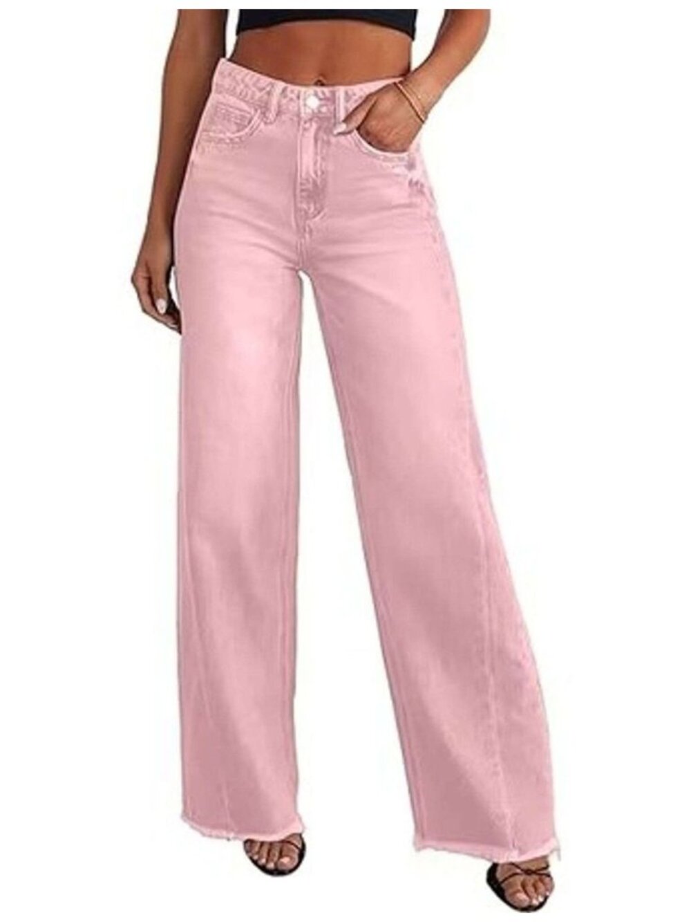 Pretty Garden Pink Denim Wide Leg Size 6 - 1882